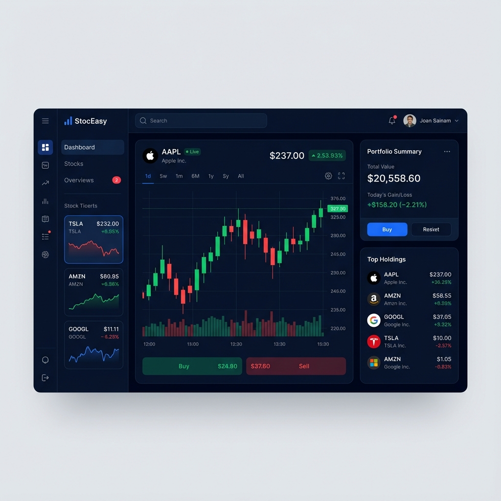 StockEasy - Real-time stock market data and portfolio management by Atharva